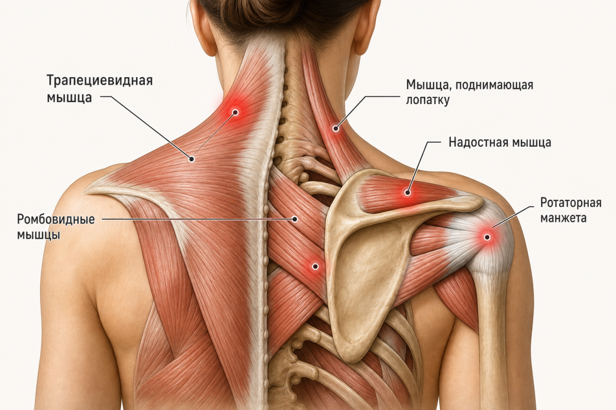 Анатомия плечевого пояса: мышцы, страдающие при длительной работе за компьютером