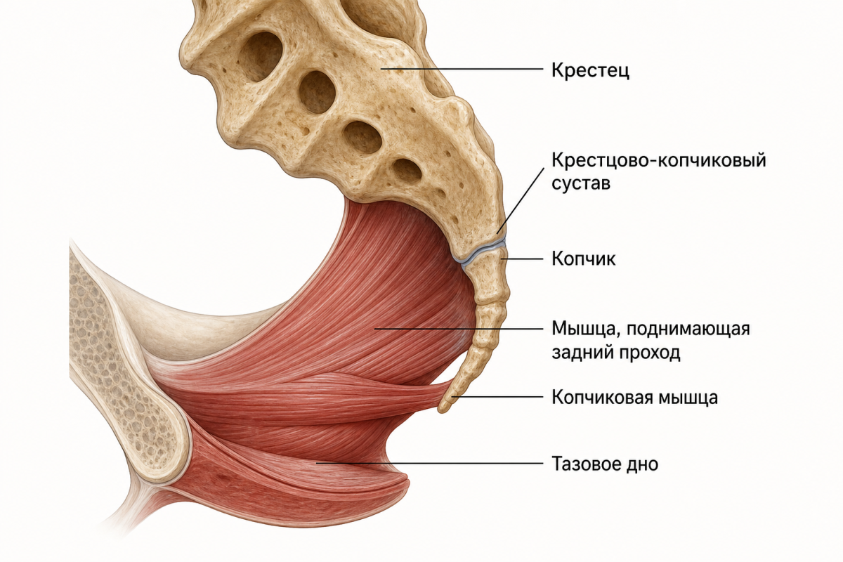 Анатомия копчика и тазового дна: крестец, копчик, мышцы таза