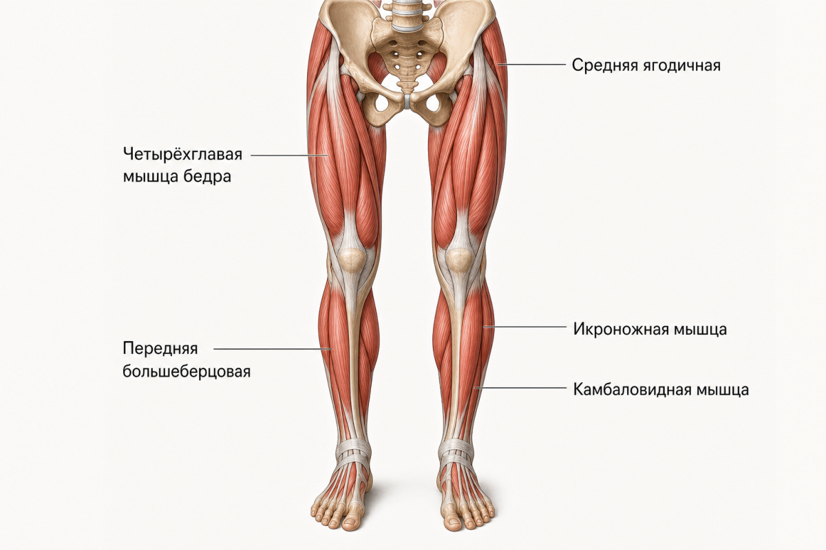 Анатомия мышц нижней конечности, задействованных в скоростных движениях