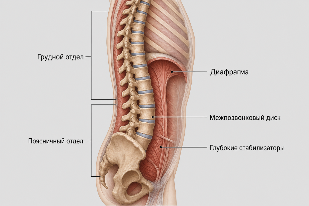 Анатомия позвоночника: грудной и поясничный отделы, глубокие мышцы-стабилизаторы