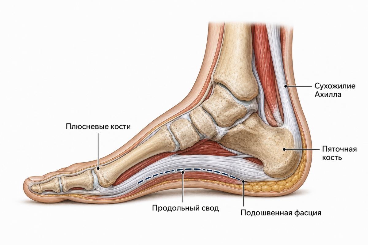 Анатомия стопы: подошвенная фасция, свод стопы и пяточная кость