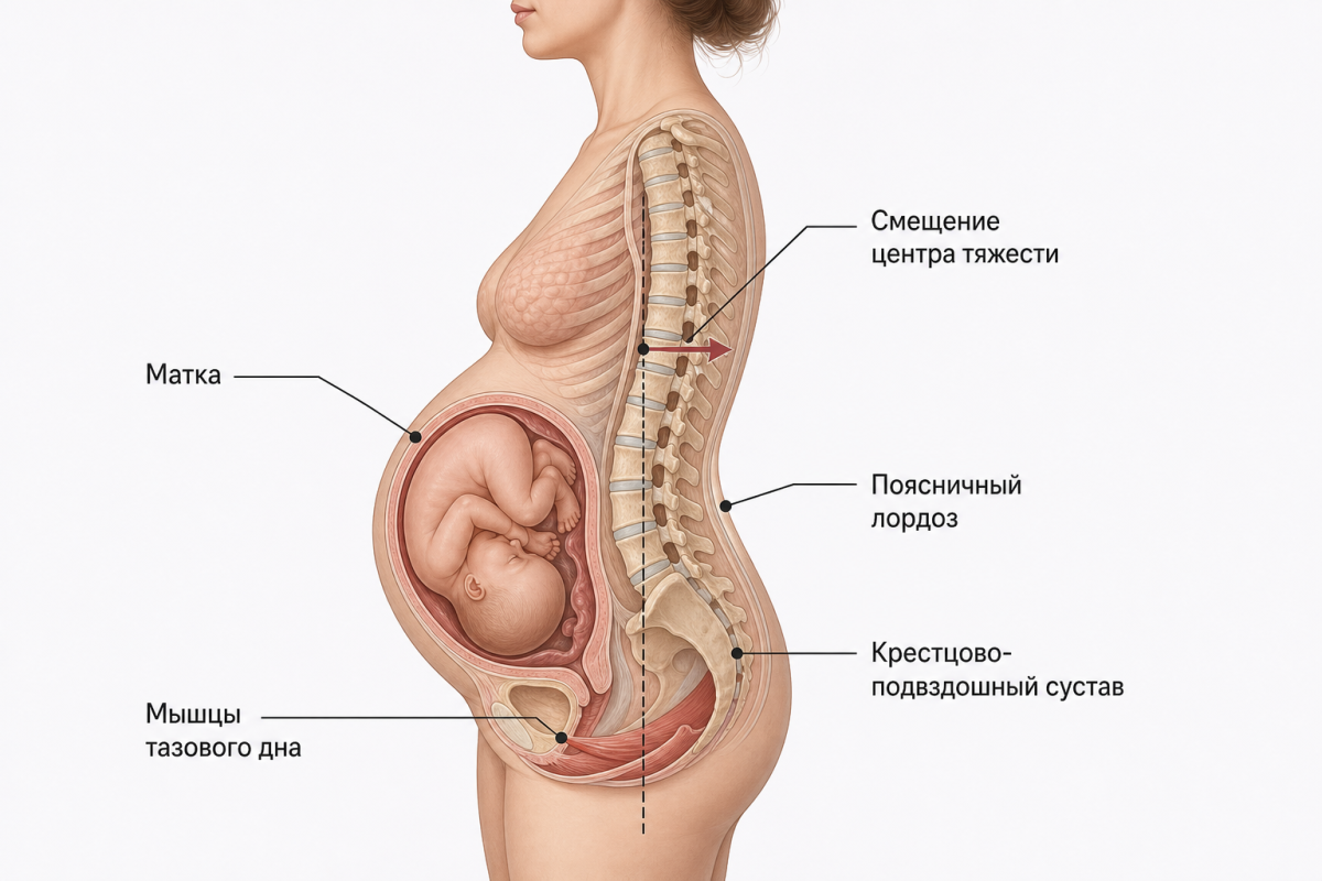 Анатомия беременной женщины: изменения позвоночника, таза и мышц тазового дна