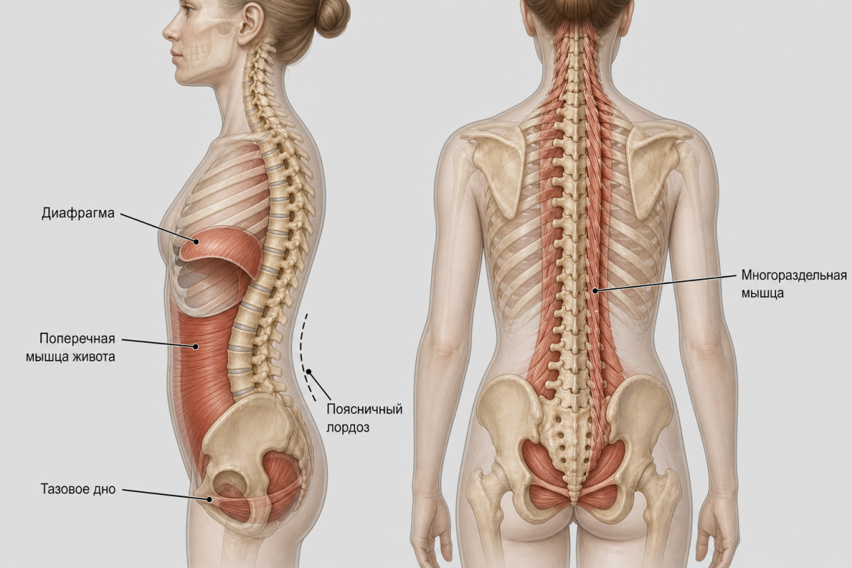 Анатомия глубоких мышц-стабилизаторов позвоночника и кора для функциональной практики