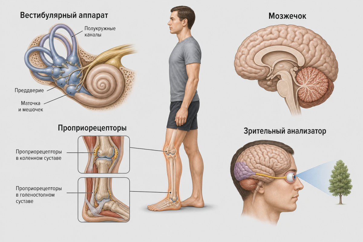 Анатомия системы равновесия: вестибулярный аппарат, проприоцепция и мозжечок